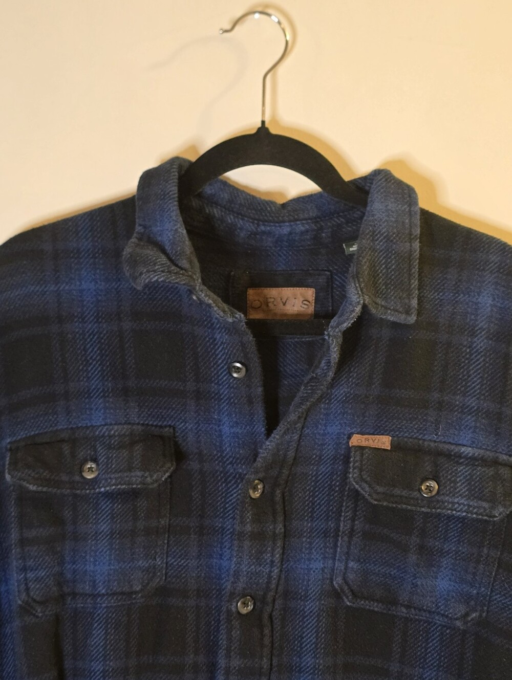 Orvis Shirt Jacket Blue Plaid Mens Large - Picture 3 of 5